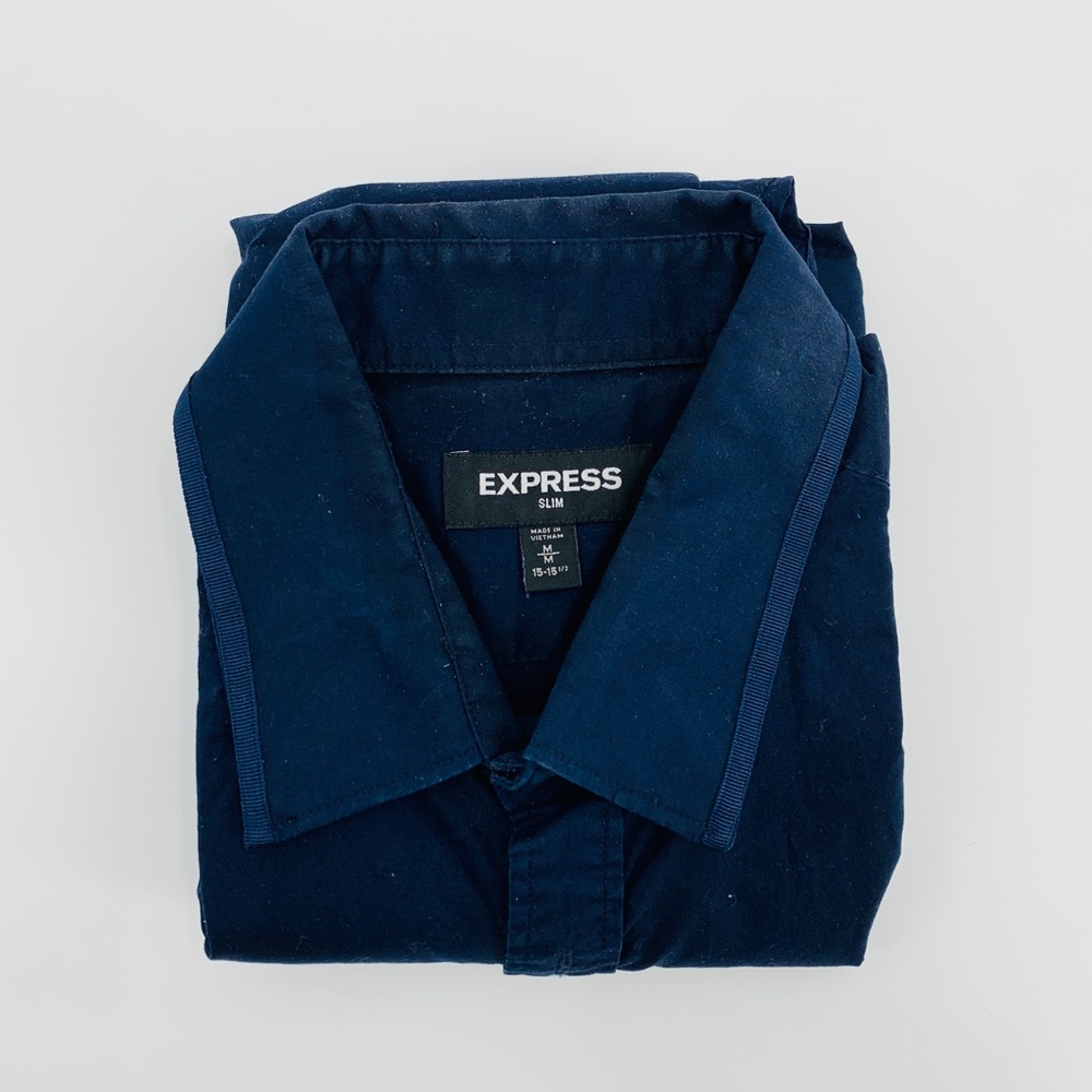 Express Fitted Dress Shirt Long Sleeve Button Down